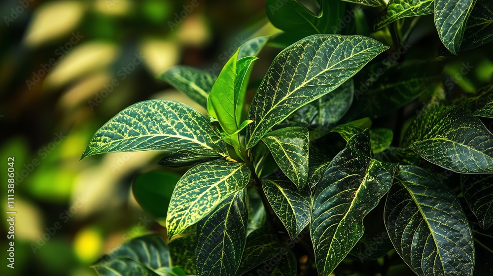 Green leaves with light green speckles. Green leaves with light green speckles.