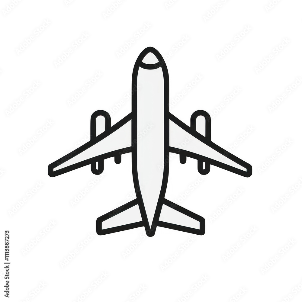White Check-in plane icon png Minimalist flat icon, vector logo style sign clipart on a transparent background