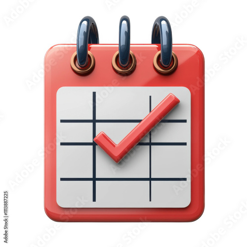 Obraz na płótnie Red Calendar Check icon png Minimalist flat icon, vector logo style sign clipart on a transparent background w salonie