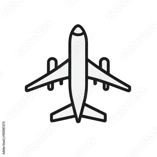 White Check-in plane icon png Minimalist flat icon, vector logo style sign clipart on a transparent background