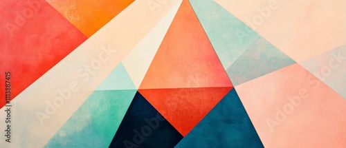 Abstract Geometric Art with Colorful Triangles and Soft Pastels â€“ Modern Wall Decor, Inspirational Artwork, Contemporary Design for Home or Office