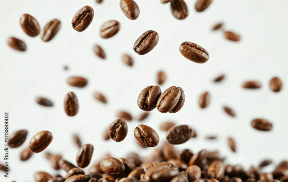 Dynamic Falling Coffee Beans Composition Dynamic Falling Coffee Beans Composition
