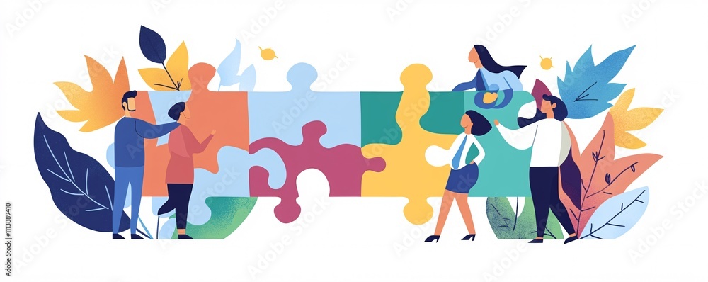 Business people connecting puzzle pieces, teamwork and collaboration Business people connecting puzzle pieces, teamwork and collaboration