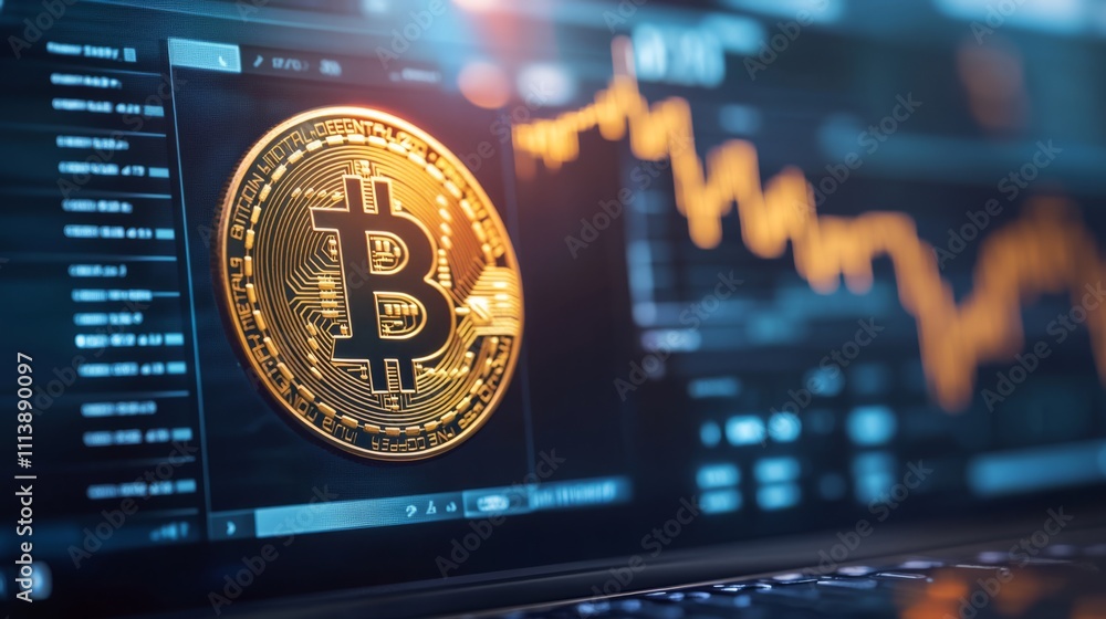 Bitcoin Digital Ledger Displayed on Screen Bitcoin Digital Ledger Displayed on Screen