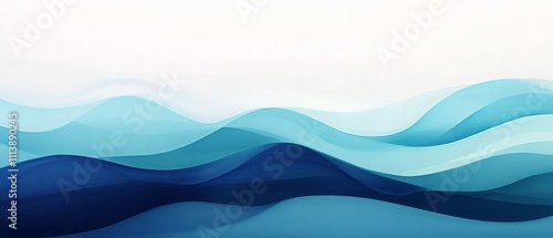 Abstract Ocean Waves Background in Calm Blue Tones - Serene Seascape for Modern Design, Prints, and Wallpapers