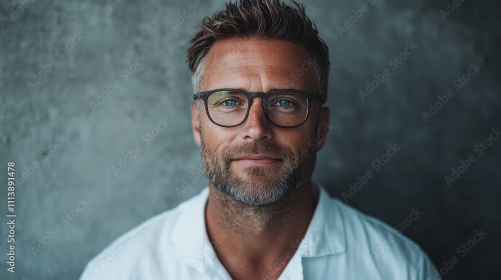 A casual man with stylish glasses and a rugged look stands against a concrete wall, embodying modern simplicity and relaxed confidence in casual attire. A casual man with stylish glasses and a rugged look stands against a concrete wall, embodying modern simplicity and relaxed confidence in casual attire.