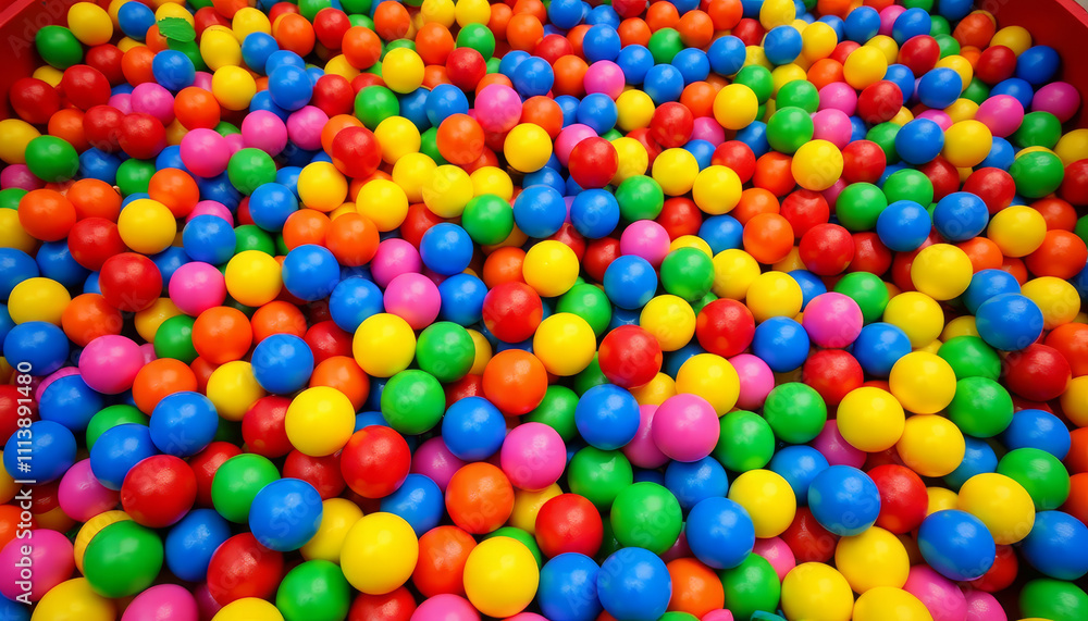 Colorful ball pit filled with vibrant plastic balls invites playful exploration and fun activities for children at playtime Colorful ball pit filled with vibrant plastic balls invites playful exploration and fun activities for children at playtime