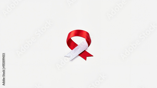 Free Download A red awareness ribbon forming a heart shape on a white background - GFXLoad