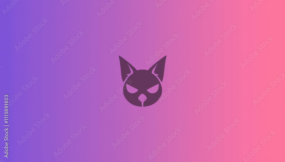 Mysterious feline emblem with a vibrant gradient backdrop showcasing creativity and intrigue in modern design