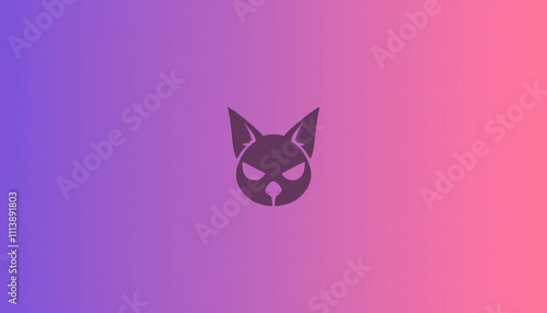 Obraz na płótnie Mysterious feline emblem with a vibrant gradient backdrop showcasing creativity and intrigue in modern design w salonie