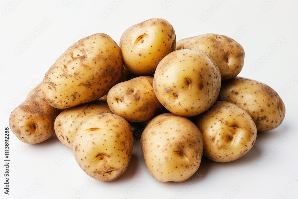 Close up shot of potatoes on white background. Close up shot of potatoes on white background.