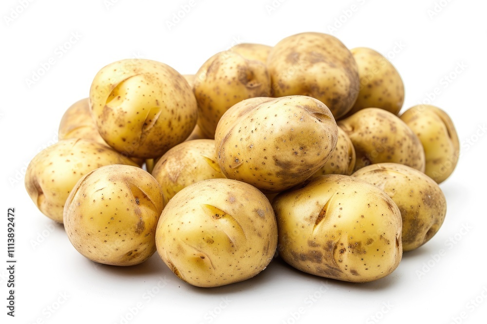 Close up of potatoes on white background. Close up of potatoes on white background.