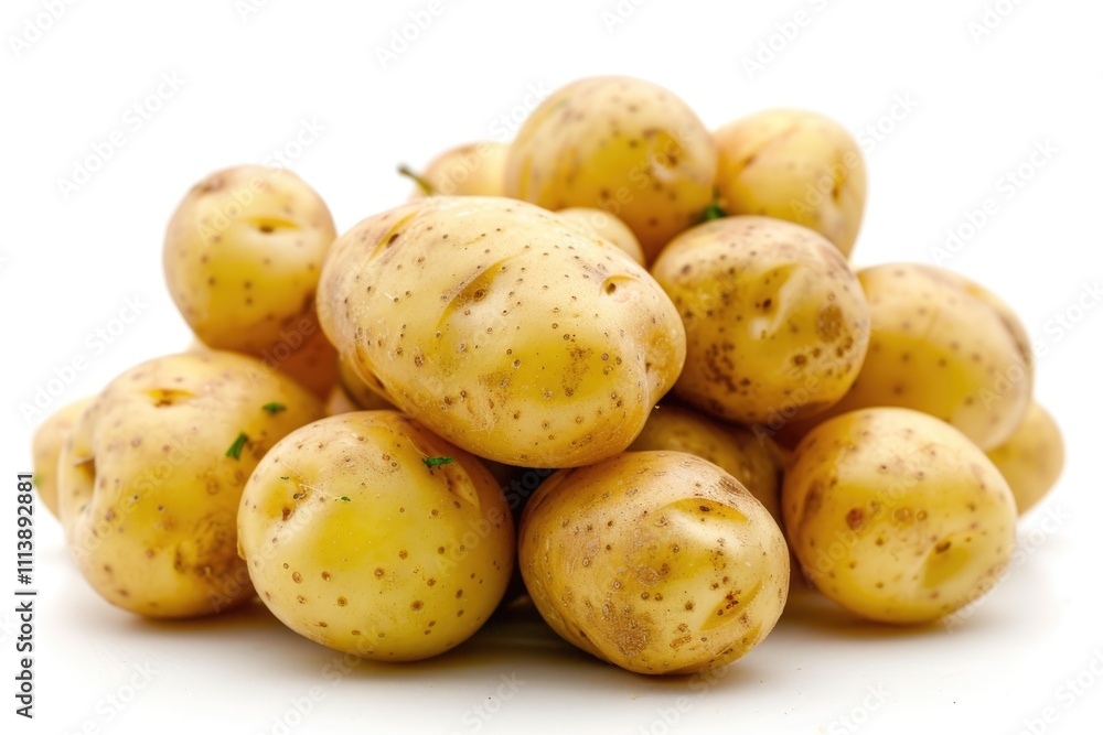 Close up of potatoes on white background. Close up of potatoes on white background.