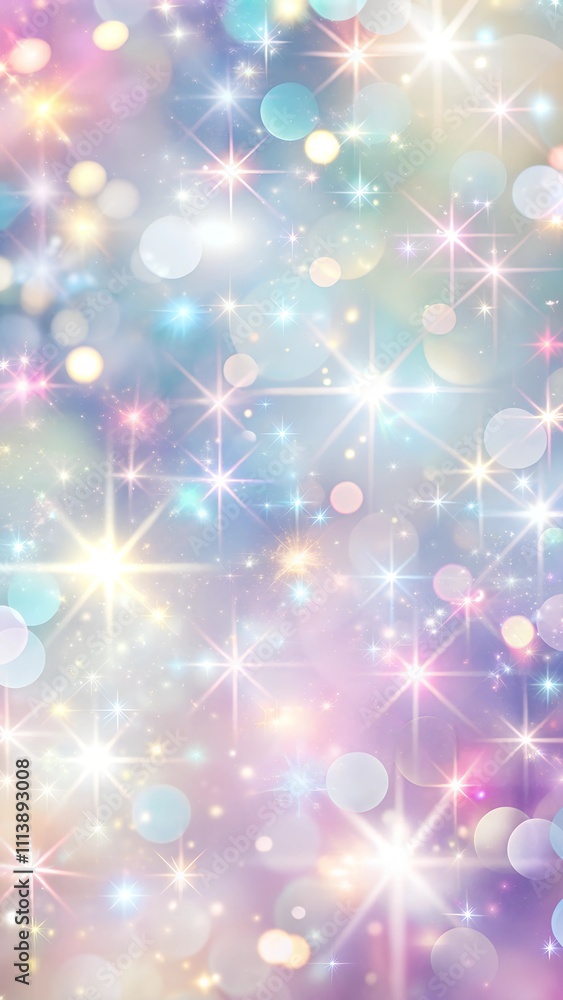 Enchanting shimmering background with colorful bokeh and stars in pastel hues copy space Enchanting shimmering background with colorful bokeh and stars in pastel hues copy space