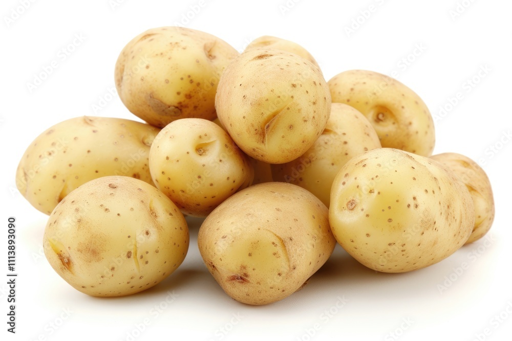 Close up of potatoes on white background. Close up of potatoes on white background.