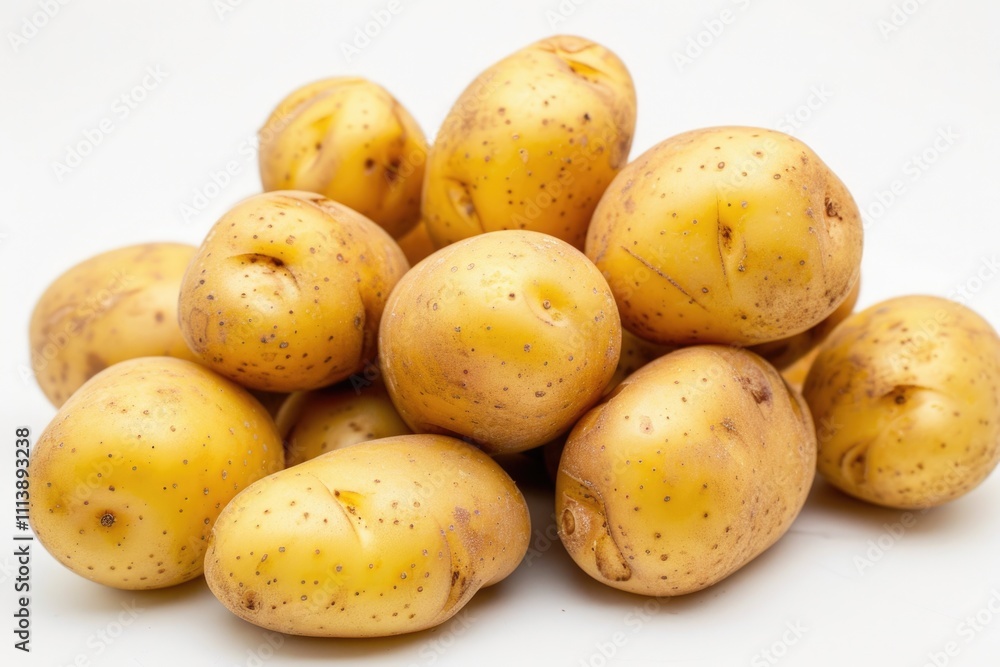 Close up of potatoes on white background. Close up of potatoes on white background.