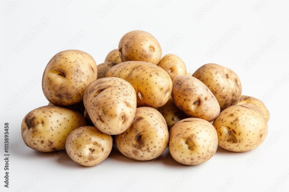 Close up of potatoes on white background. Close up of potatoes on white background.