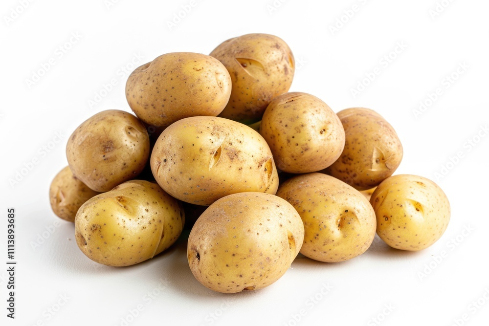 Close up of potatoes on white background. Close up of potatoes on white background.