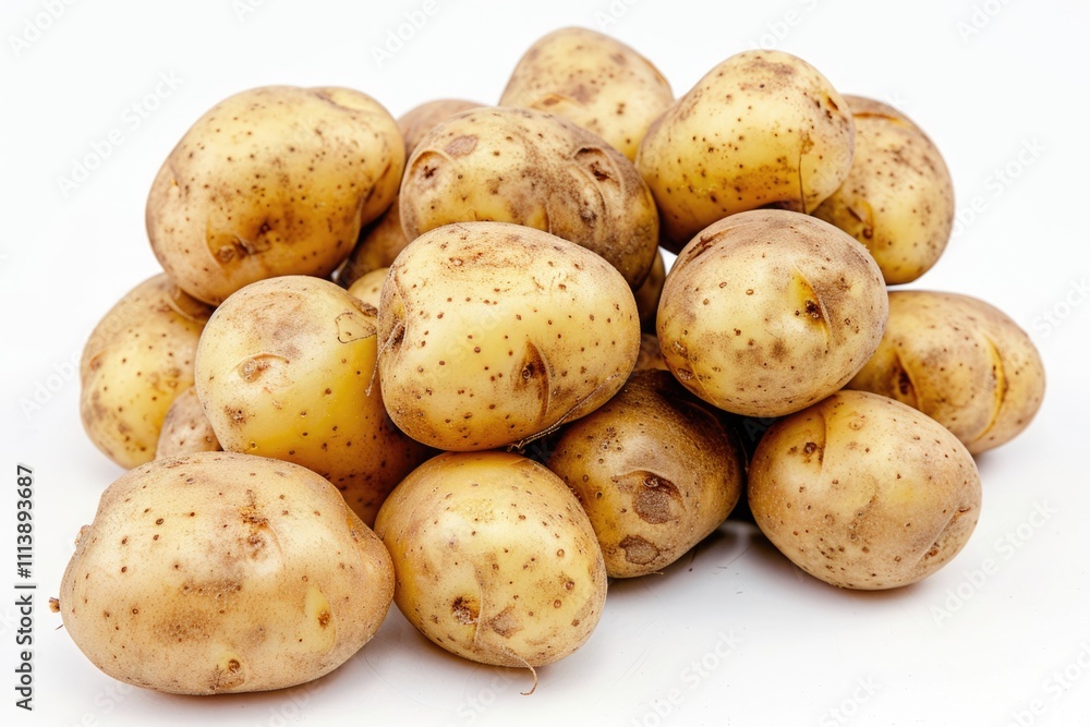 Close up of potatoes on white background. Close up of potatoes on white background.
