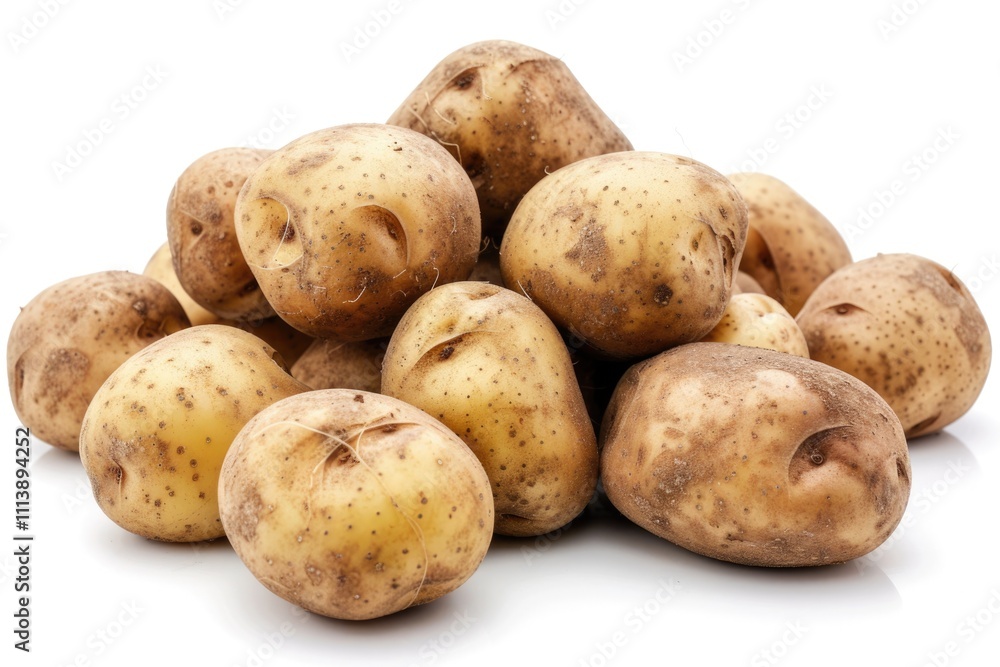 Close up of potatoes on white background. Close up of potatoes on white background.