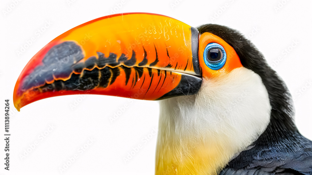 Naklejka premium Portrait of a Surprised Toucan: Close-up, isolated on a white background.