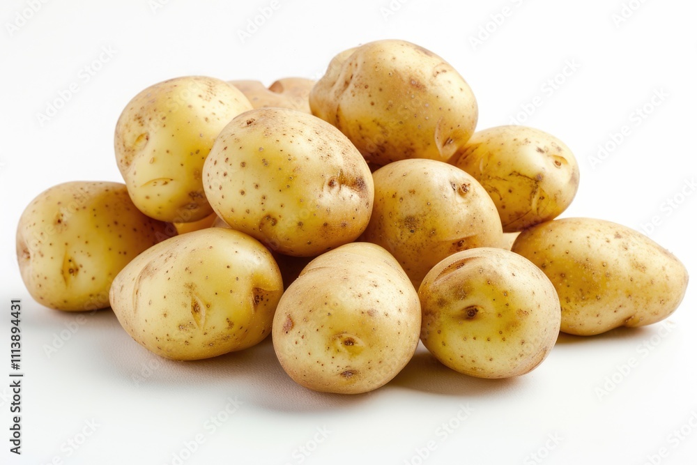 Close up of potatoes on white background. Close up of potatoes on white background.