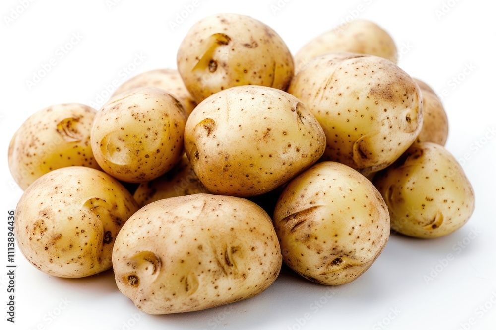 Close up of potatoes on white background. Close up of potatoes on white background.