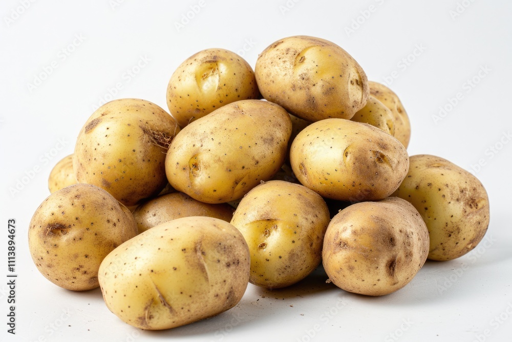 Close up of potatoes on white background. Close up of potatoes on white background.