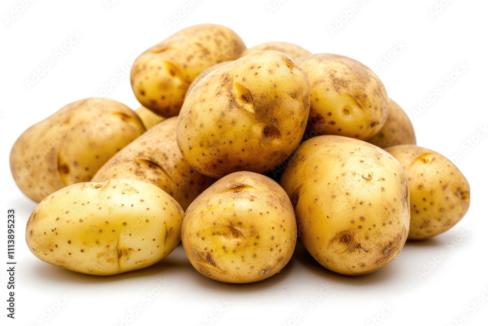 Close up of potatoes on white background. Close up of potatoes on white background.