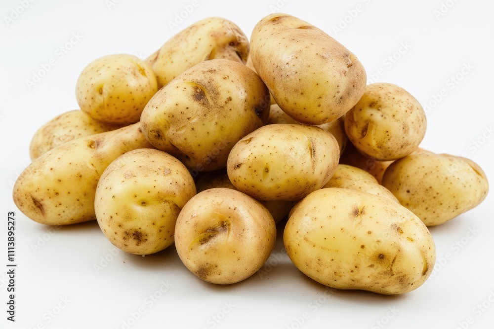 Close up of potatoes on white background. Close up of potatoes on white background.