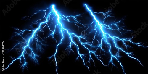 Wallpaper Mural Stunning Collection of Different Blue Lightning Bolts Isolated on Black Background for High-Impact Product Photography and Graphic Design Projects Torontodigital.ca