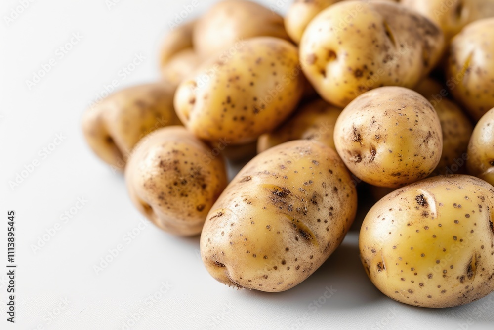Close up of potatoes on white background. Close up of potatoes on white background.