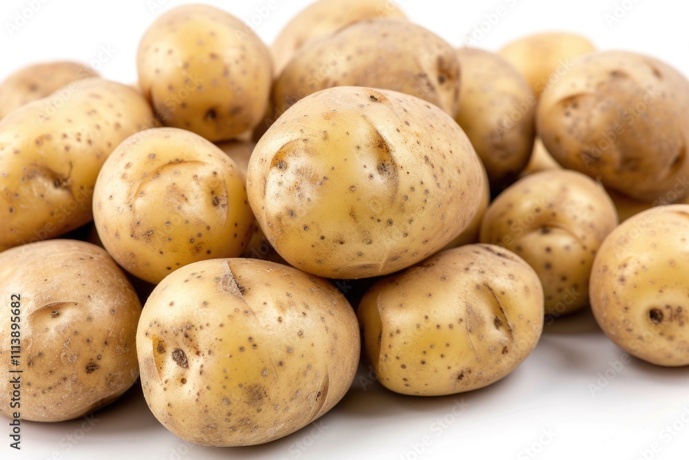 Close up of potatoes on white background. Close up of potatoes on white background.