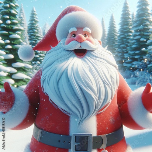 santa claus on the snowly forest photo