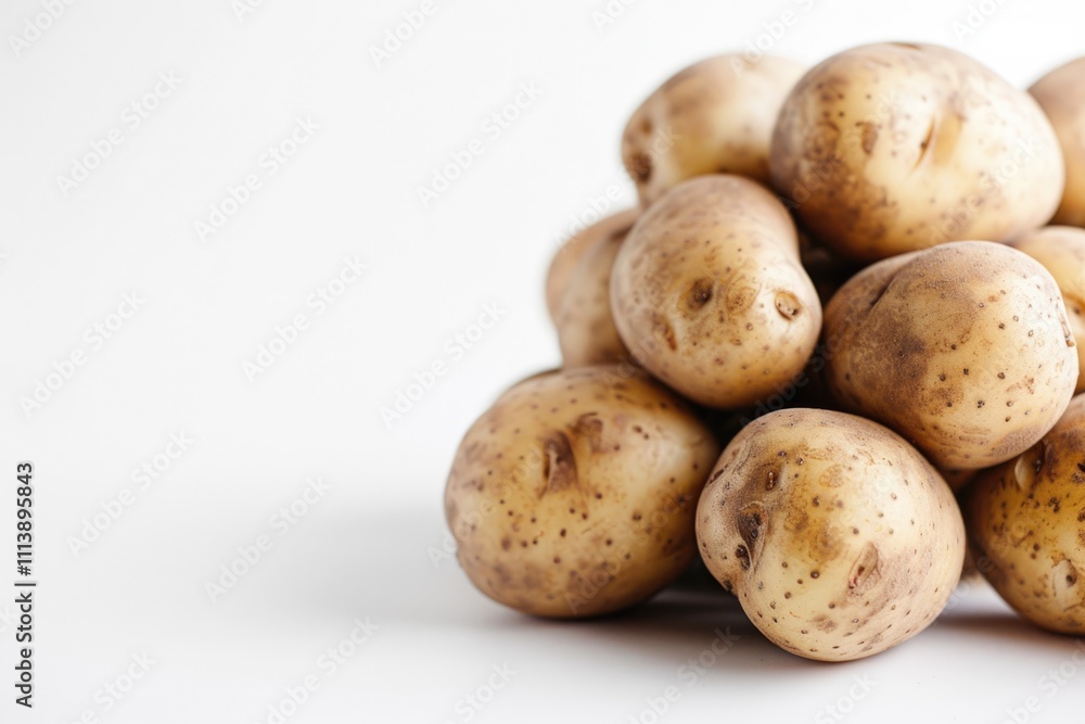 Close up of potatoes on white background. Close up of potatoes on white background.