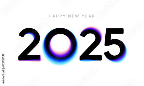 2025 logo design with colorful gradient mesh. 2025 number design for New Year. Sign for social media, postcard, poster or banner. 