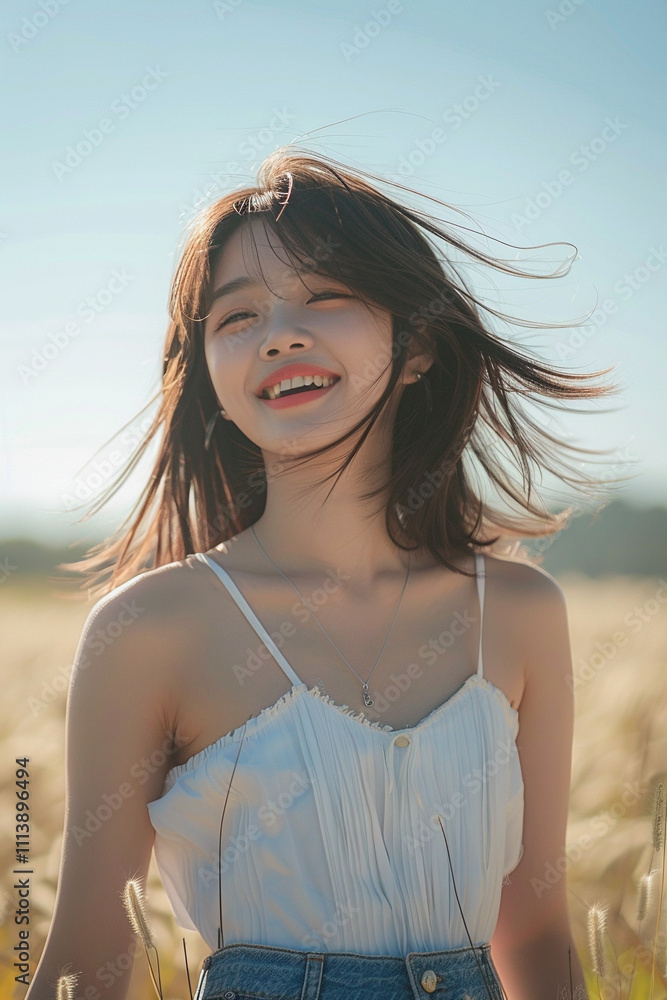 A 16 years old Asian girl walks calmly in a summer scene. Clean and soft look, perfect for blogs, social media headers, and youth branding that conveys warmth, growth, and positivity A 16 years old Asian girl walks calmly in a summer scene. Clean and soft look, perfect for blogs, social media headers, and youth branding that conveys warmth, growth, and positivity