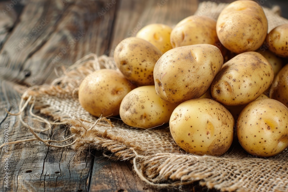 Close up of potatoes on wooden background. Close up of potatoes on wooden background.