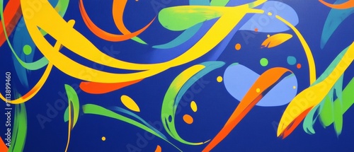 Colorful Abstract Swirls on a Blue Background - Vibrant Artistic Design for Creativity, Modern Decor, and Eye-Catching Graphics