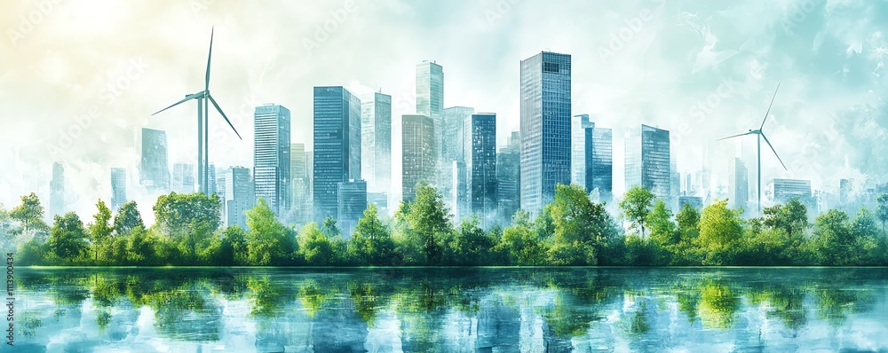 Obraz premium Sustainable urban development with green infrastructure