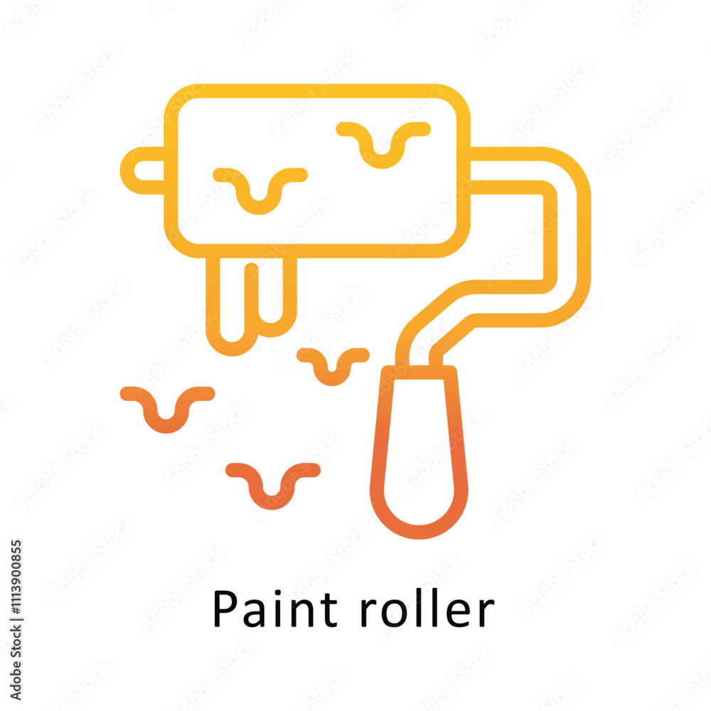 Paint roller Vector Gradient Outline Icon.Eps file 10 Paint roller Vector Gradient Outline Icon.Eps file 10