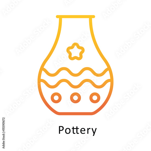 Pottery Vector Gradient Outline Icon.Eps file 10