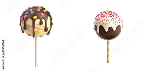 Obraz na płótnie 3d render cake pop isolated on transparent background Cartoon Illustration in plastic style w salonie