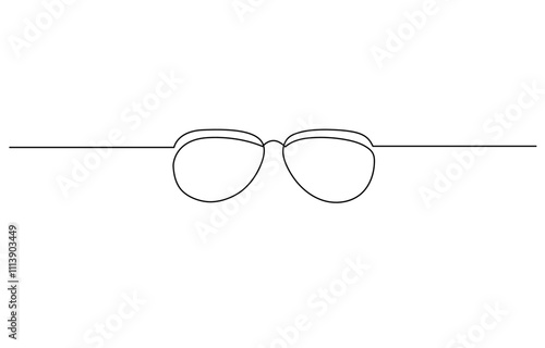 Glasses icon line continuous drawing vector. One line Glasses vector background, One continuous line drawing of eye glasses. Eyeglasses and sunglasses symbol in simple linear style.