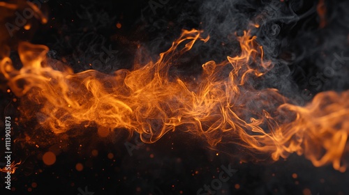 Abstract Fiery Flames and Smoke Displaying the Power of Nature