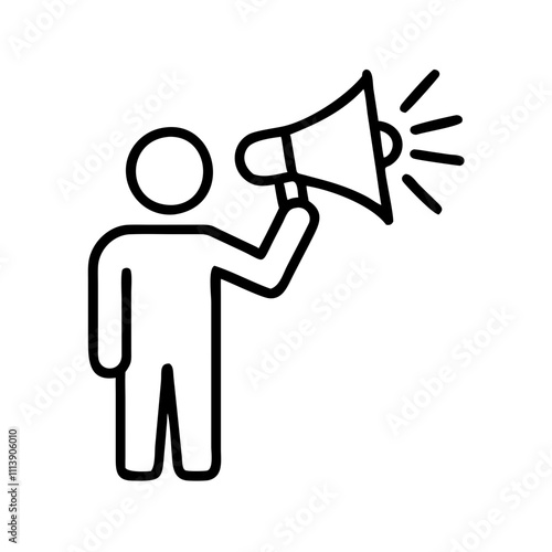 Business and marketing icon depicting a person holding a megaphone to indicate announcements