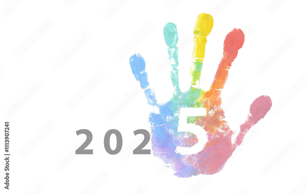 2025 year logo with rainbow hand imprint 2025 year logo with rainbow hand imprint