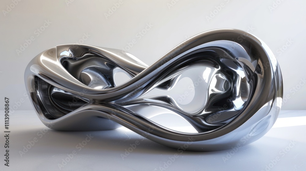 Interactive digital sculpture futuristic abstract shape, AI generated image Interactive digital sculpture futuristic abstract shape, AI generated image