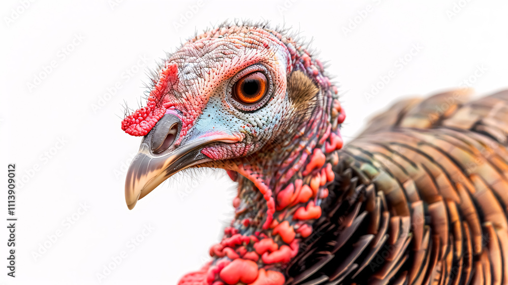 Portrait of a Turkey: Close-up, isolated on a white background. Portrait of a Turkey: Close-up, isolated on a white background.