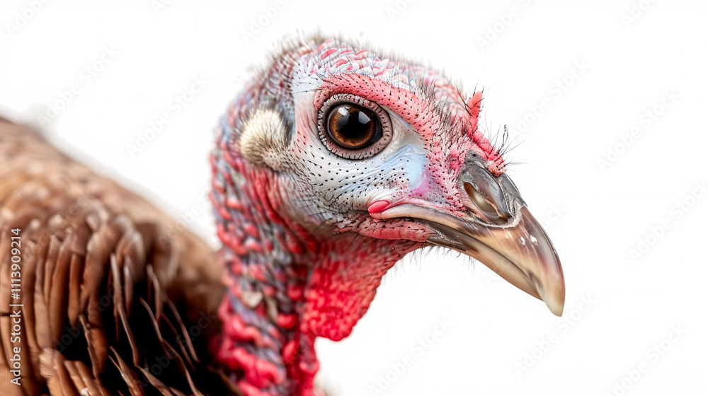 Portrait of a Turkey: Close-up, isolated on a white background. Portrait of a Turkey: Close-up, isolated on a white background.